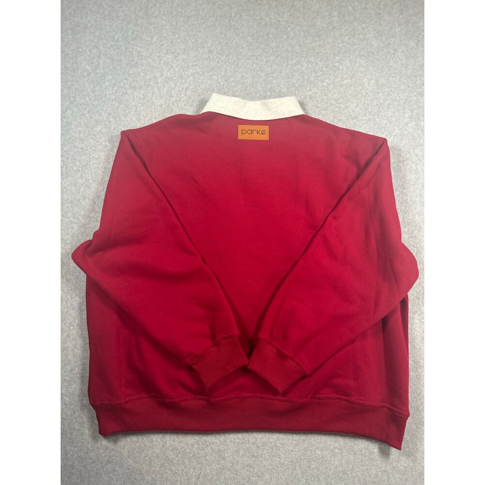 Parke Rugby Shirt Women's Size XXL Red Embroidered P Button Long Sleeve Casual - Picture 4 of 6